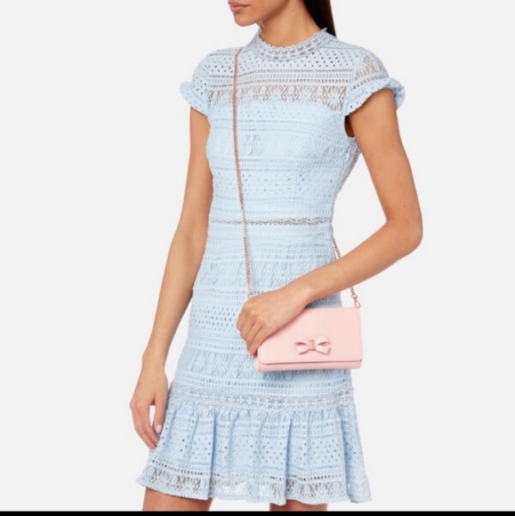Ted Baker London Handbags - Ted Baker Melisia Bow Matinée Chain Strap Bag Pink Rose Gold Clutch Bunny Rabbit
